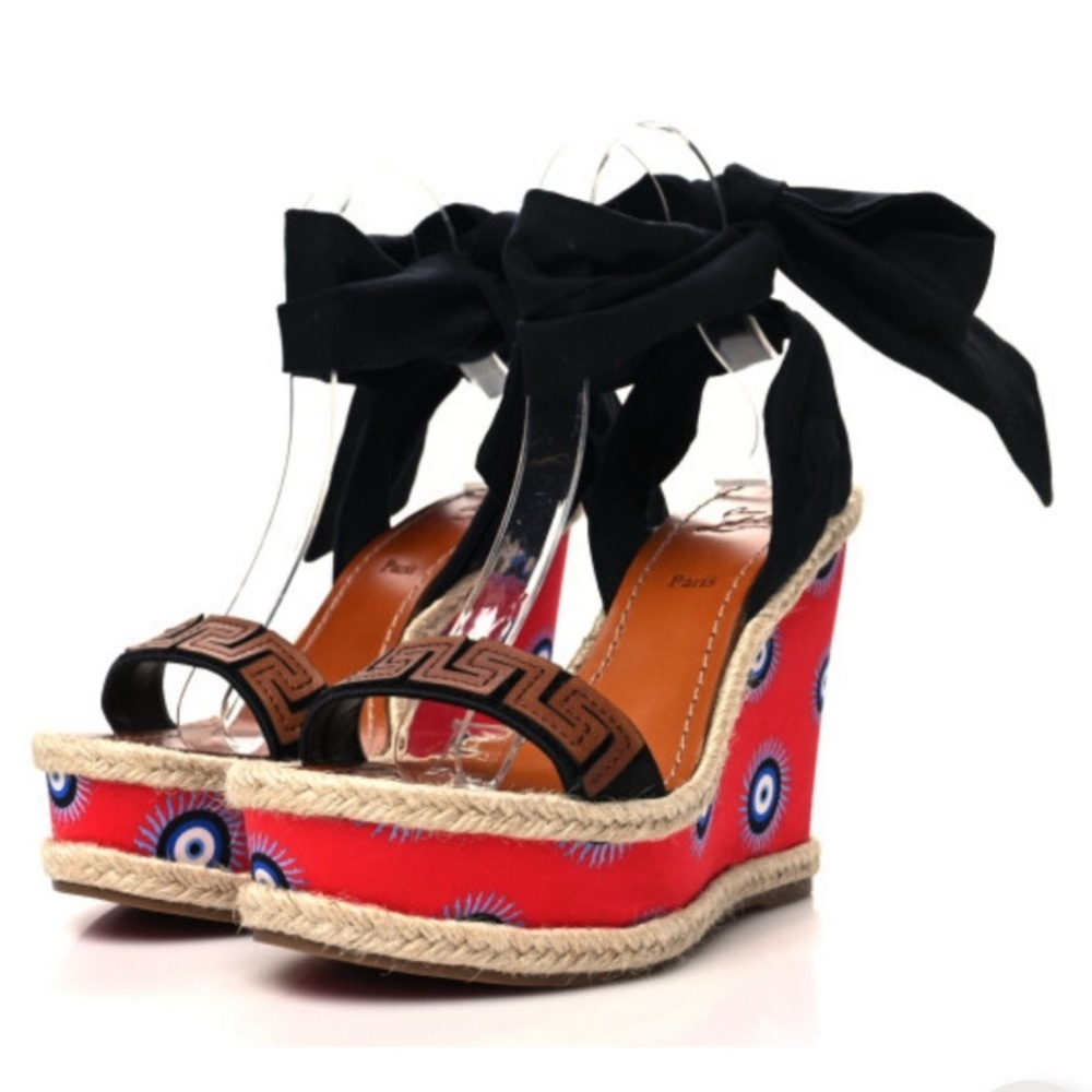 Christian Louboutin Red and Black Wedges